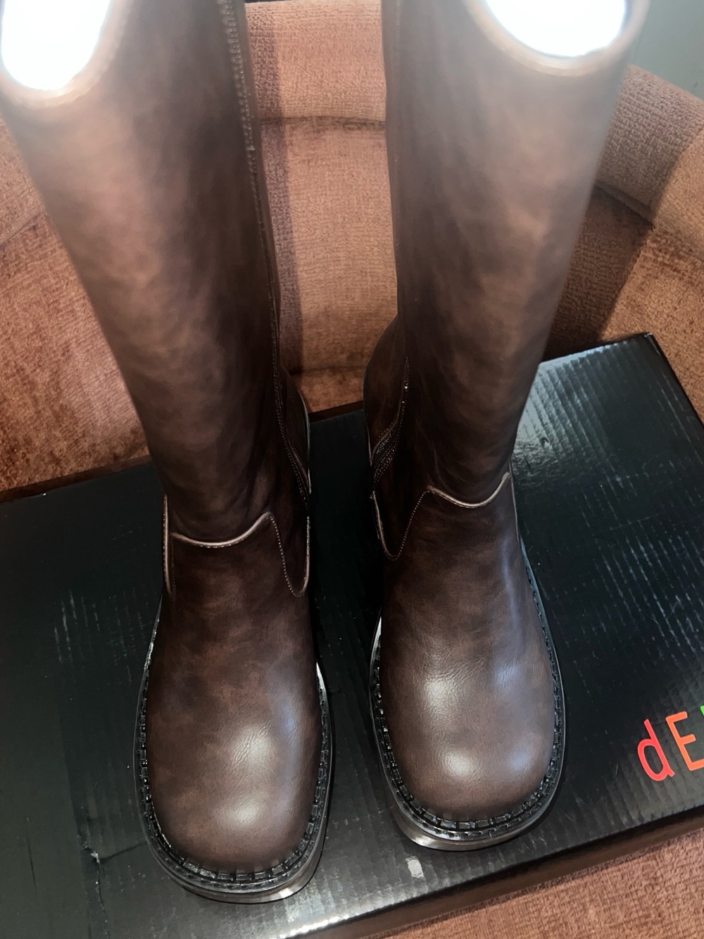 Women’s Brown Platform Knee-High Boots - Picture 4 of 7